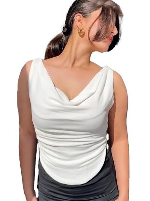 Picture of iStyle Can Women's Solid Asymmetric Draped Stretchable Crop Top
