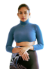 Picture of Blue Turtleneck Ribbed Top