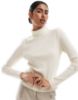Picture of Women's Classic Solid High Neck White Sweater – Winter Warm Knitwear