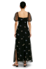 Picture of Butterfly Embroidery Puff Sleeve Split Thigh Mesh Long Dress