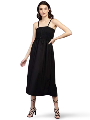 Picture of Women's A-Line Midi Dress with Smocked Bodice