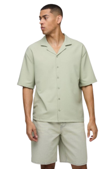 Picture of Men’s Green Oversized Technical Stretch Revere Shirt