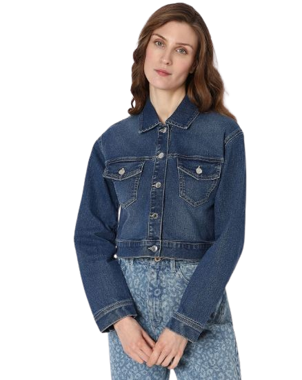 Picture of Outerwear  Denim Jacket  Classic Blue, Cropped, Distressed