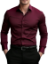 Picture of Men’s Burgundy Solid Button-Up Long Sleeve Shirt
