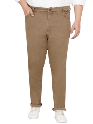 Picture of John Pride Plus Size Khaki Stretchable Jeans for Men