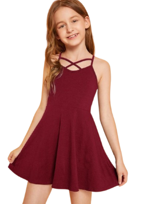 Picture of Girls' Elegant Red Baby Doll Party Dress