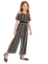 Picture of Girls' Striped Flounce Sleeve Cropped Jumpsuit with Belt