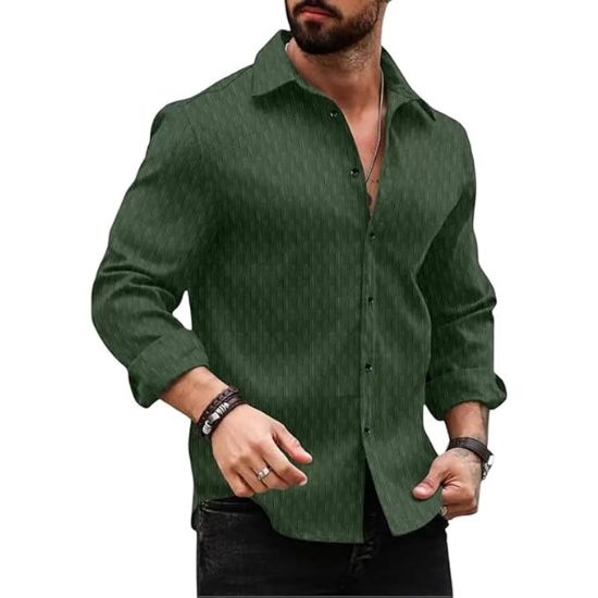 Picture of Men’s Dark Green Hawaiian Button-Up Shirt
