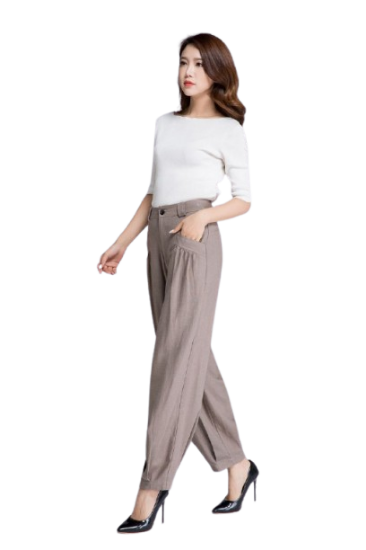 Picture of Women's Made-to-Order Linen Maxi Pants – Khaki