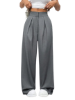 Picture of Women's High-Waisted Pleated Wide-Leg Trousers – Solid Black