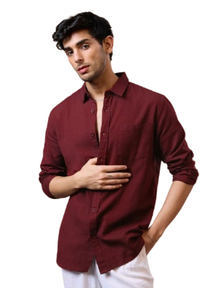 Picture of Men’s Casual Slim Fit red  Button-Up Shirt